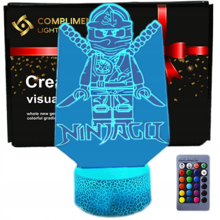 3D USB LED nočná lampa + diaľkové ovládanie Ninjago Lego Klocki